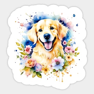 Golden Retriever - Cute Smile Dog Watercolor Sticker